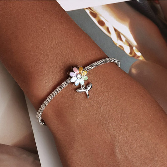 Accesorios de cuentas de pulsera con cuentas de plata esterlina S925 de GIRASOL colorido