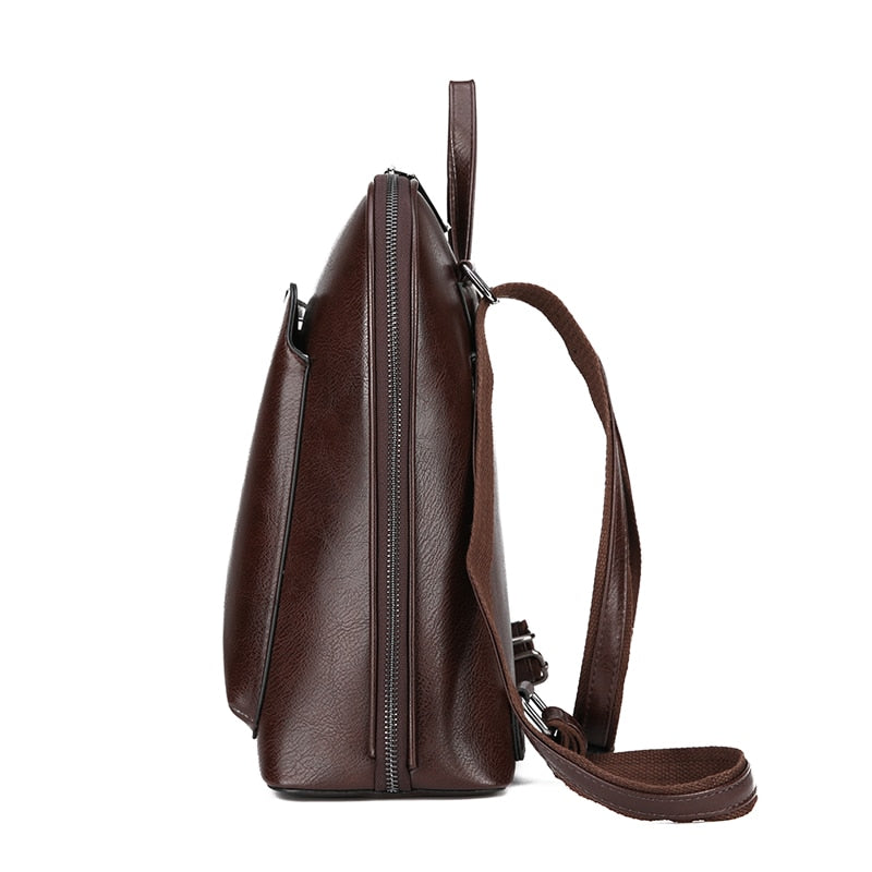 Leather Women's backpack Large Capacity