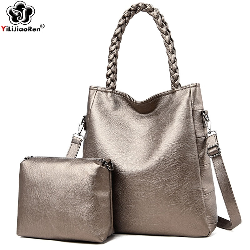 Casual Handbags Sets for Ladies High Quality Leather Shoulder Bag Large Capacity