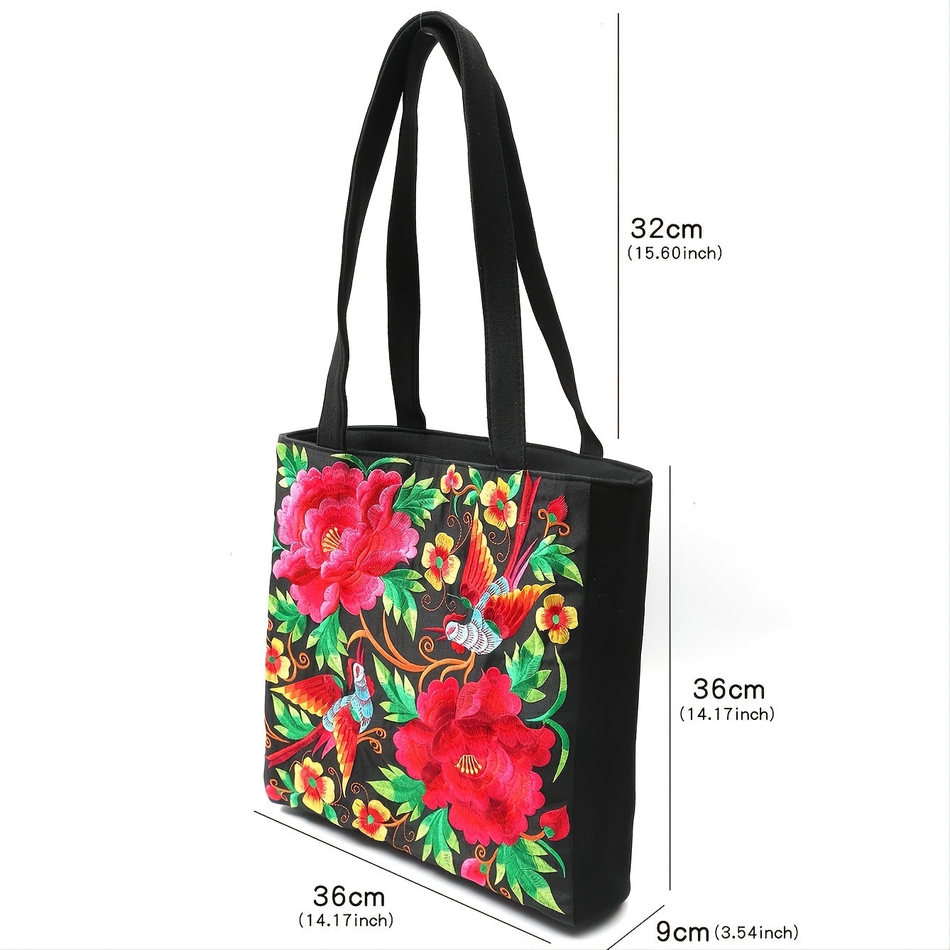Bolso de hombro para mujer Receptor bolso casual de lona bordado