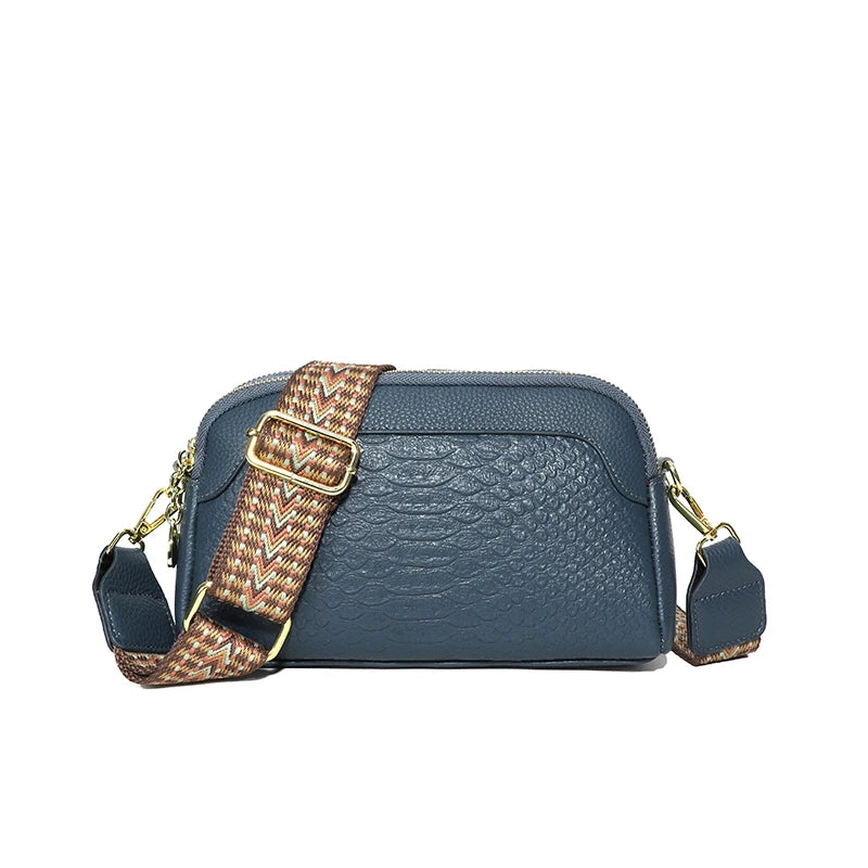 100% Cow Leather Crocodile Messenger Bag For Women Luxury High Quality