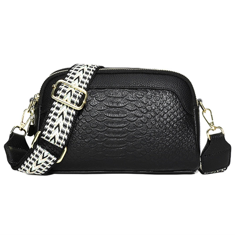 100% Cow Leather Crocodile Messenger Bag For Women Luxury High Quality