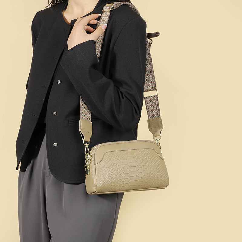 100% Cow Leather Crocodile Messenger Bag For Women Luxury High Quality