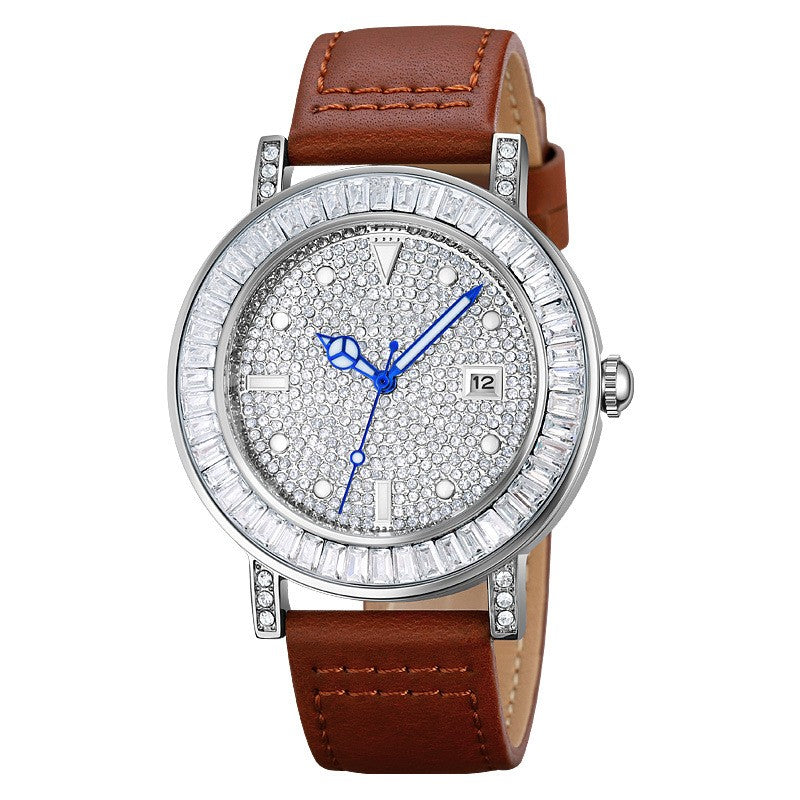 Luxury Women's Watch Round Diamond Quartz