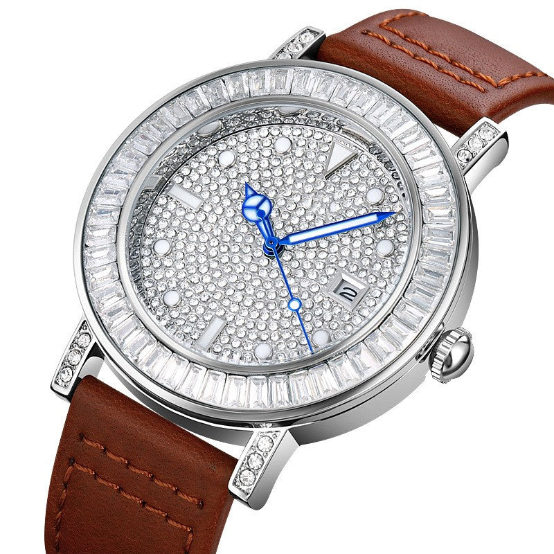 Luxury Women's Watch Round Diamond Quartz