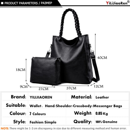 Ensembles de sacs à main décontractés pour dames, sac à bandoulière en cuir de haute qualité, grande capacité