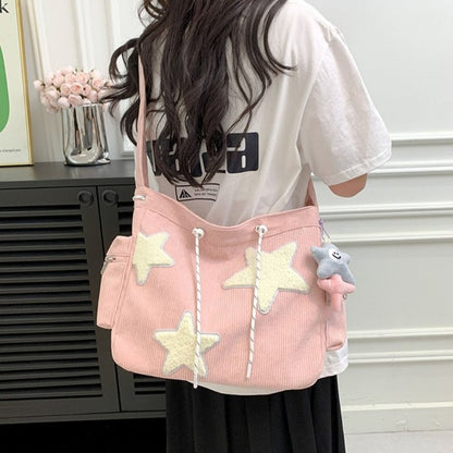 Women Star Pattern Corduroy Crossbody Bag