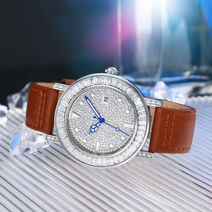 Luxury Women's Watch Round Diamond Quartz